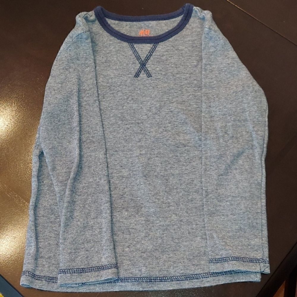 H&M Blue Henley Style Long Sleeve T Shirt Sz 4-6Y